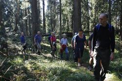 Sigmund Hågvar leder an langs stille stier på vei mot Tonekollen. Foto: