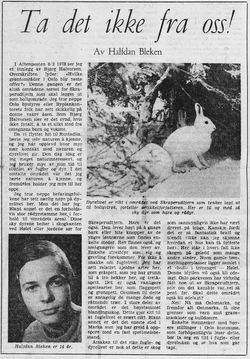 Ta det ikke fra oss: Halfdan Blekens leserinnlegg sto på trykk i Aftenposten 5. mars 1973, på våren før han fylte 15 år.