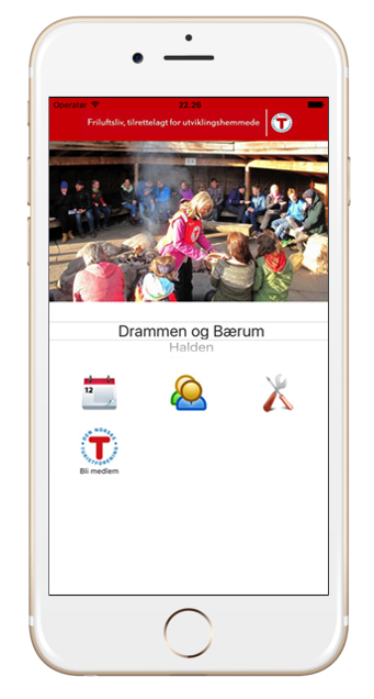 Bilde av en mobiltelefon som viser appen til DNT