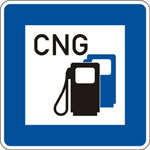 Skilt som viser fyllestasjon for naturgass.