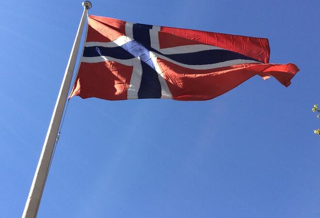 Norsk flagg i vind