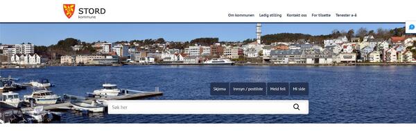 skjermbilete av Stord kommune si heimeside
