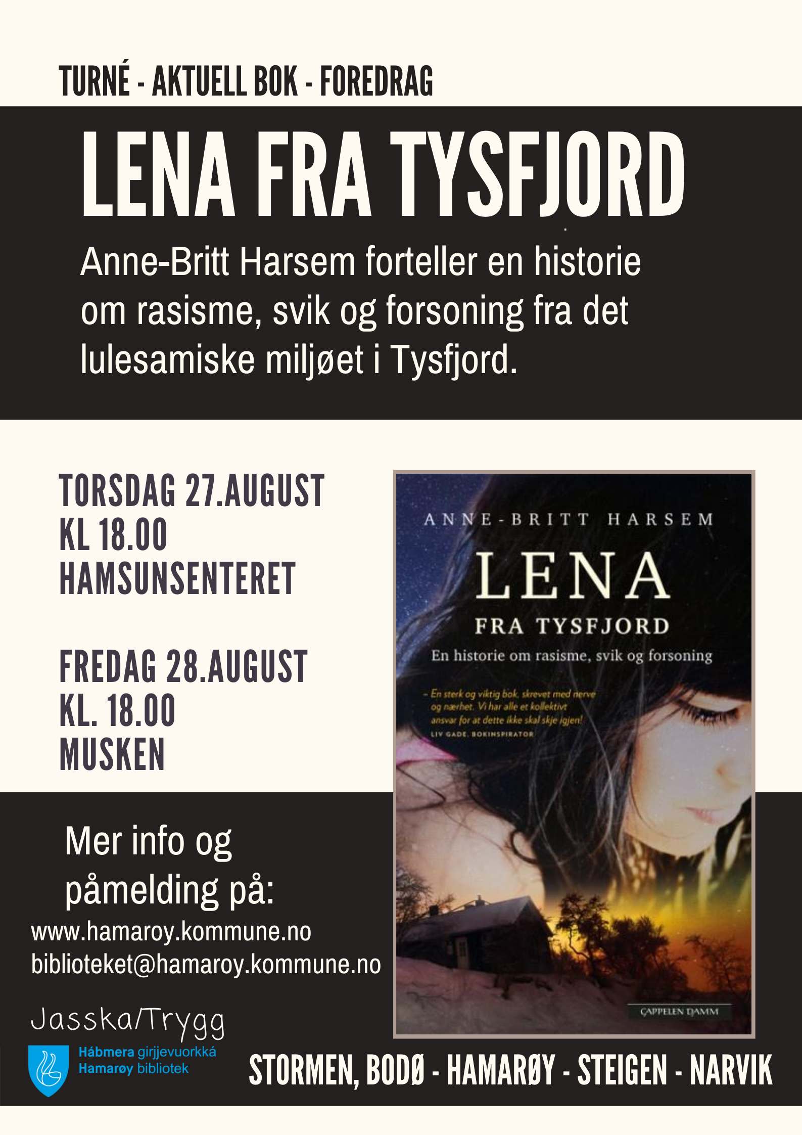 Plakat foredrag Lena fra Tysfjord