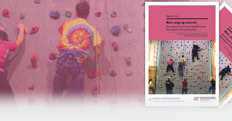 ingressbilde til rapporten barn, unge og overvekt som viser barn i klatrevegg