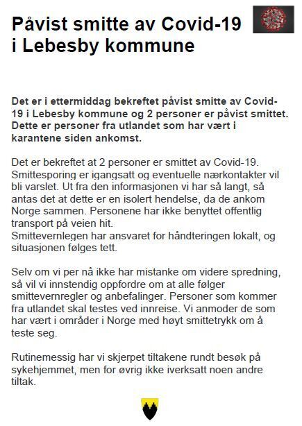 påvist smitte