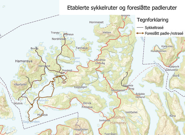 Hamarøy Sykkelruter og foreslåtte ro-padleruter