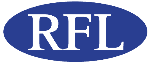 logo RLF - mørkeblå elipse med hvit skrift
