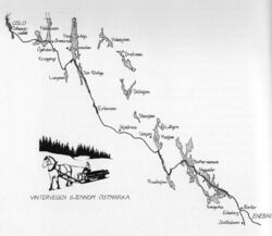 Denne kartskissen viser Plankeveiens trasé og ble utarbeidet av Reidar Fønnebø på 1970-tallet.