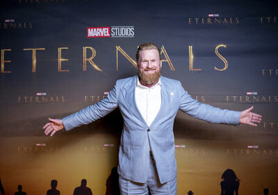 Rune Temte på premieren til Marvel-filmen "Eternals