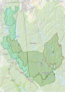 Kartet viser Statsforvalterens anbefalte forslag. Nasjonalparken er markert med grønt, mens det tilstøtende friluftslivsområdet er markert med en lysere grønnfarge.