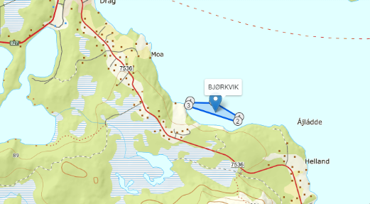 Kart over lokalitet, Bjørkvik