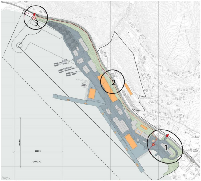 Kartskisse som viser endringsforslag for Ramsund Orlogsstasjon