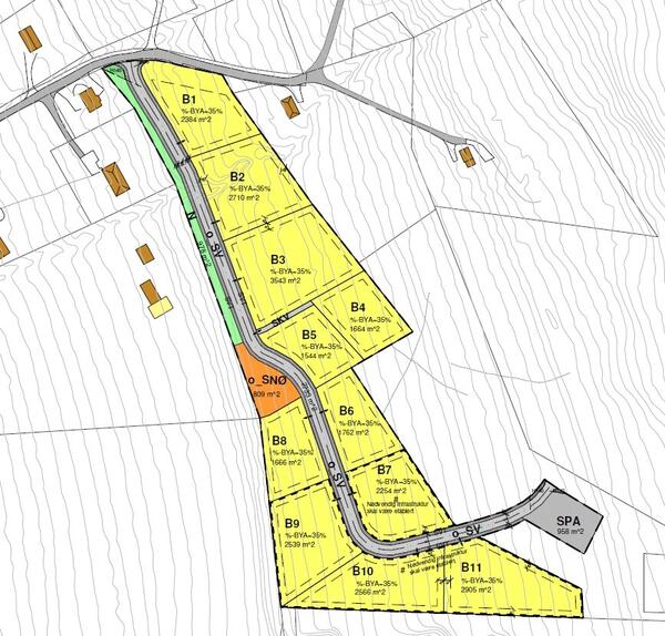 Plankart detaljregulering Øverbygda boligfelt
