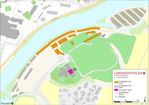Kart over festivalcamping Landsfestivalen 2023