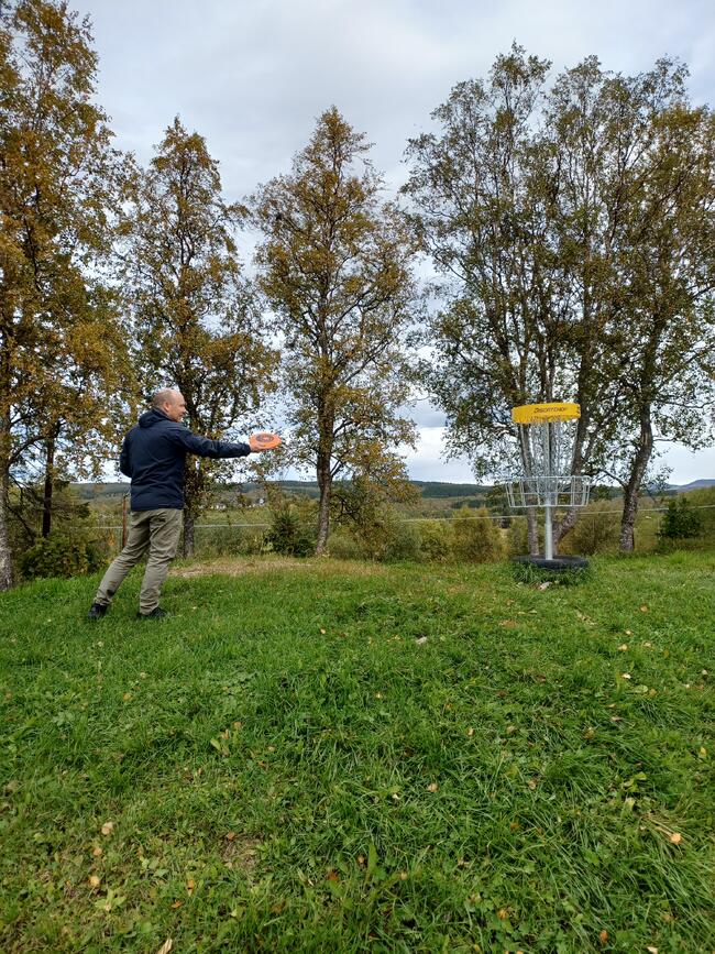 Kasting av frisbee mot kurv