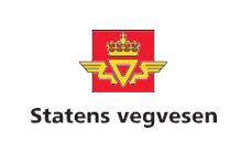 Logo til Statens vegvesen, rød bakgrunn med gule symboler