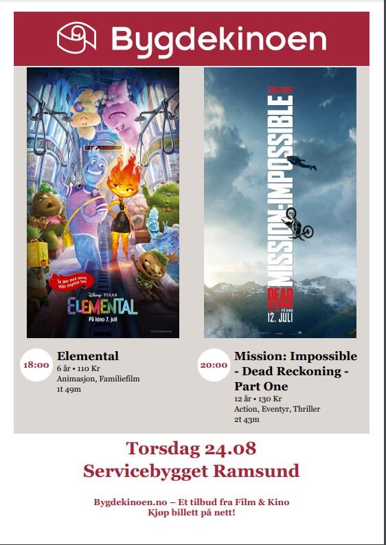 Plakat med bilde av Elemental og Mission Impossible - Dead Reckoning - Part One