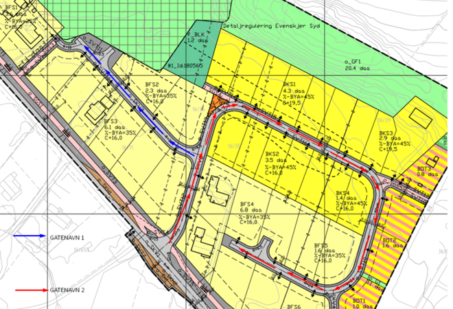 Karskisse som viser to veier som det ønskes innspill til veinavn.