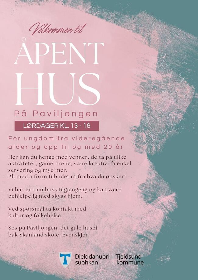 Plakat med info om åpent hus