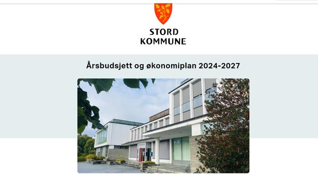 uklipp av framsida til årsbudsjett 2024 for Stord kommune