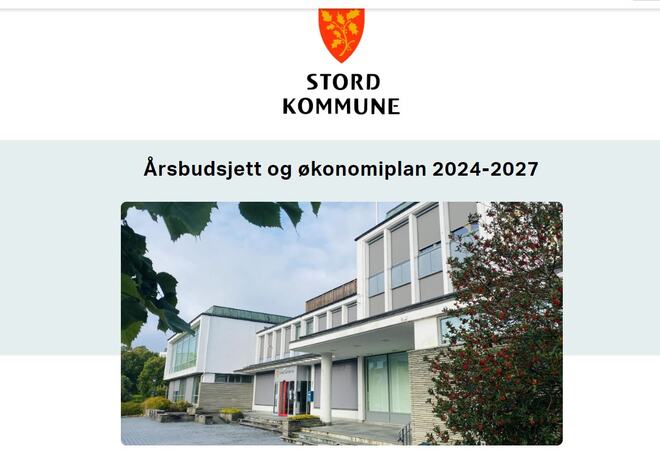 uklipp av framsida til årsbudsjett 2024 for Stord kommune