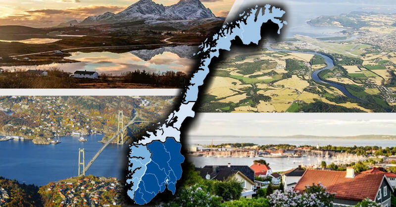 Ingressbilde til artikkel om deltakelse og kvalitet. Bildet viser Horten, Stjørdal, Vestvågøy og Askøy og et norgeskart