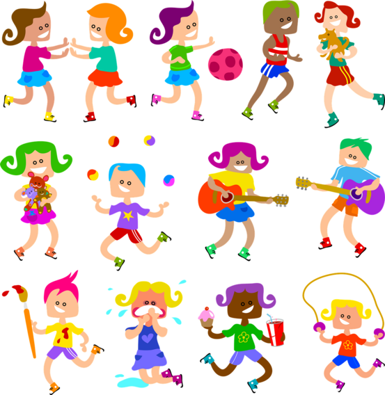 illustrasjon av ulike aktiviteter for barn