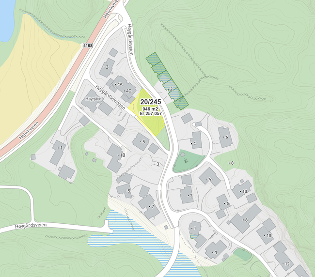 Kart over boligtomter til salgs på Høygård 1