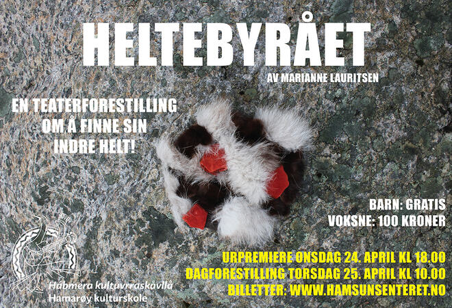 Plakat teaterforestilling Heltebyrået
