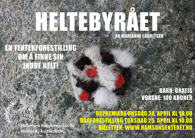 Plakat teaterforestilling Heltebyrået