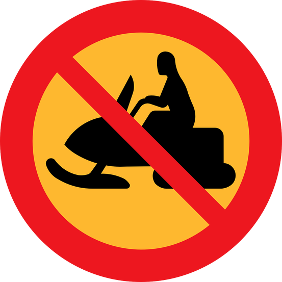 Illustrasjon, skilt med forbud for bruk av skuter.