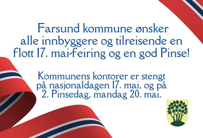 Bilde av norsk flagg som tvinner seg rundt bildet.