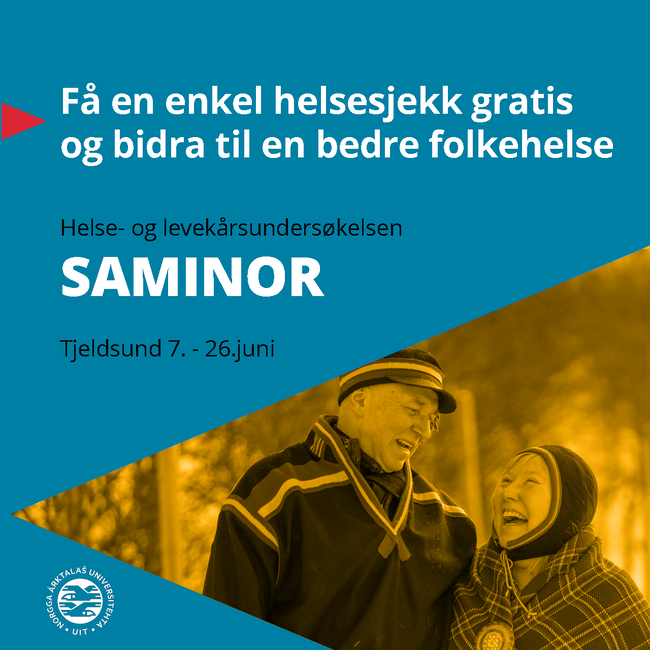 Plakat med bilde av to personer i sameklær, logo UIT