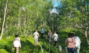 Barn har orientering i skogen