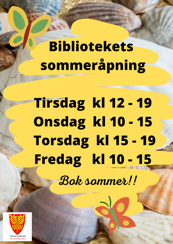 Bibliotekets åpningstid i sommer 2024