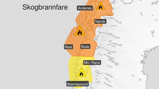 Varsel om skogbrannfare. Skjermbilde