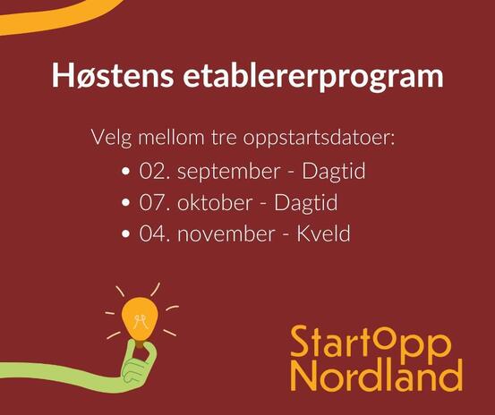 Plakat med høstens etablererprogram StartOpp Nordland