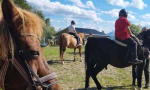 To barn sitter på hester