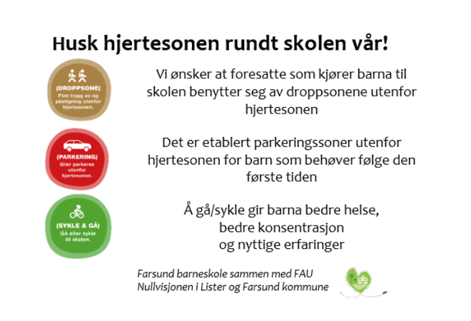 Bilde av hjertesoneflyer med oppfordring om å bruke droppsone og unngå kjøring i hjertesonen