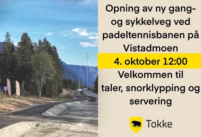 Bilde av gang- og sykkelvegen med tekst invitasjon