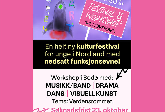 Plakat om Festival og workshop Open art i Bodø