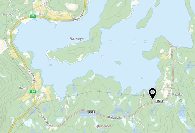 Kart over Kalvika på Storjord