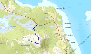 Kart over tur til Hellandstuva