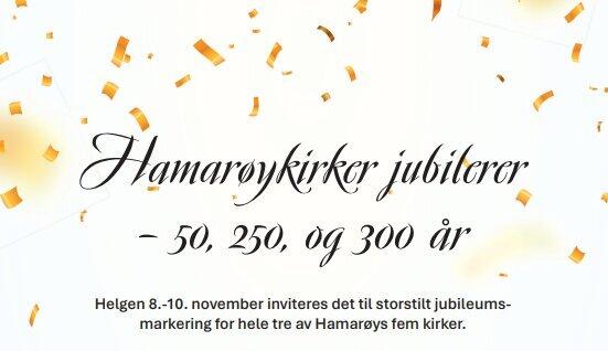 Plakat Hamarøykirker jubilerer med gulle konfetti på