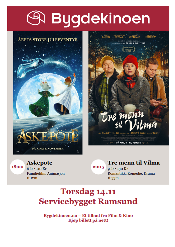 Plakat for filmene Askepote og Tre menn til Vilma