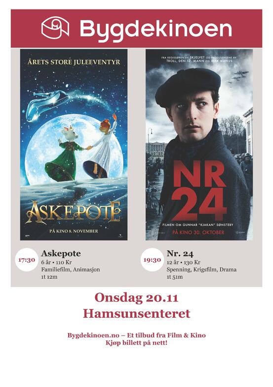 Plakat Bygdekino november 2024