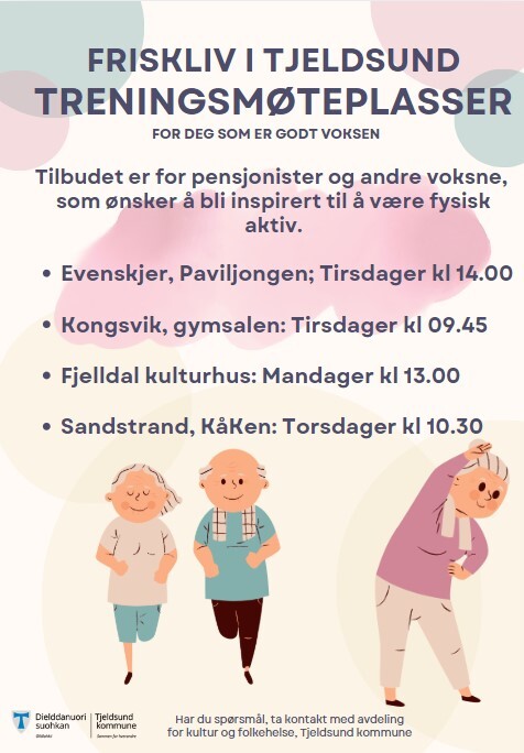 Plakat med oversikt over Frisklivs-trim i Tjeldsund