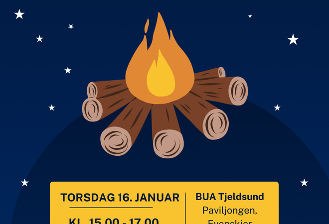 Plakat for illustrasjon av bål og med lik tekst som i ingress