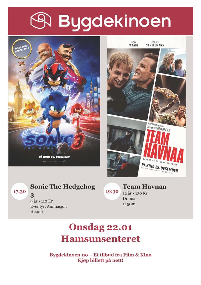 Plakat Bygdekino Oppeid januar 2025