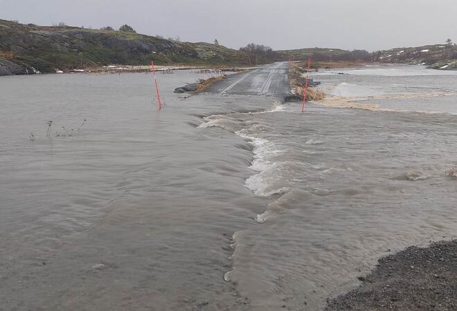 Masse vann over veien til Tranøy fyr